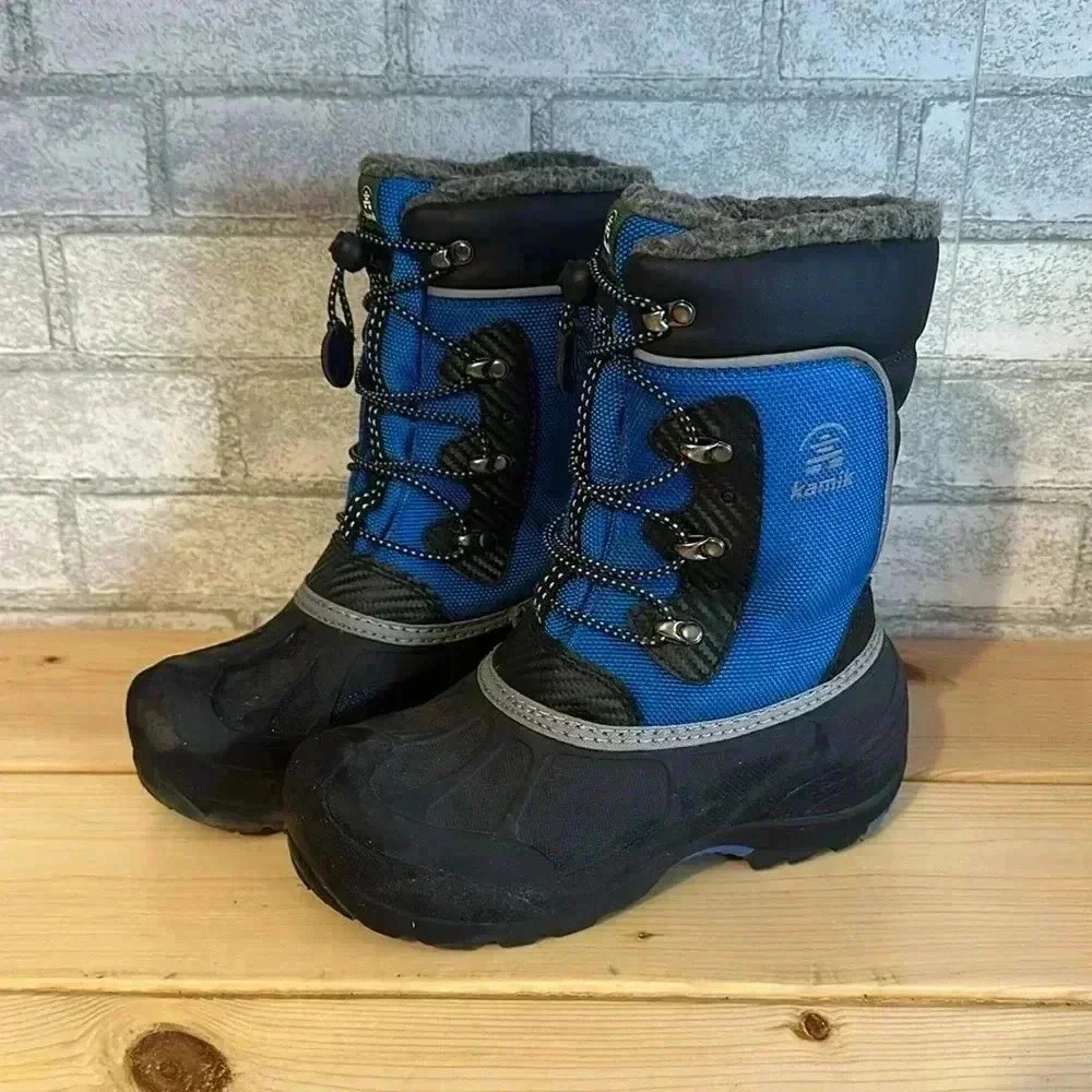 Big Kid Kamik Luke 2 Winter Boots, Size 4, Blue/Black - Picture 2 of 4